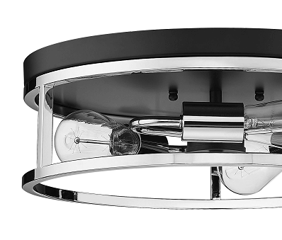 BETHEL BLACK & CHROME FRAMED FLUSH MOUNT LIGHT YS2180C16BCH