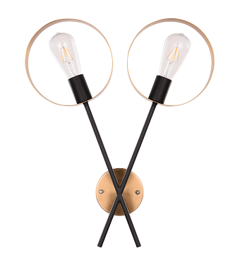 BETHEL TWO LIGHT BLACK & GOLD METAL FRAME WALL SCONCE DU130W17G