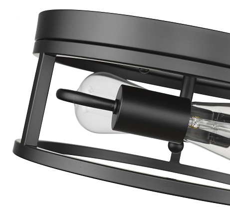 BETHEL BLACK IRON FRAMED FLUSH MOUNT LIGHT YS2180C12BLK