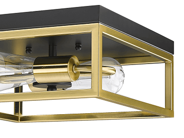 BETHEL BLACK AND GOLD BOX FLUSH MOUNT YS2181C12BGD