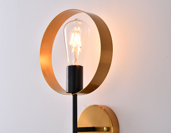 BETHEL BLACK & GOLDEN BRONZE WALL SCONCE DU129W7G