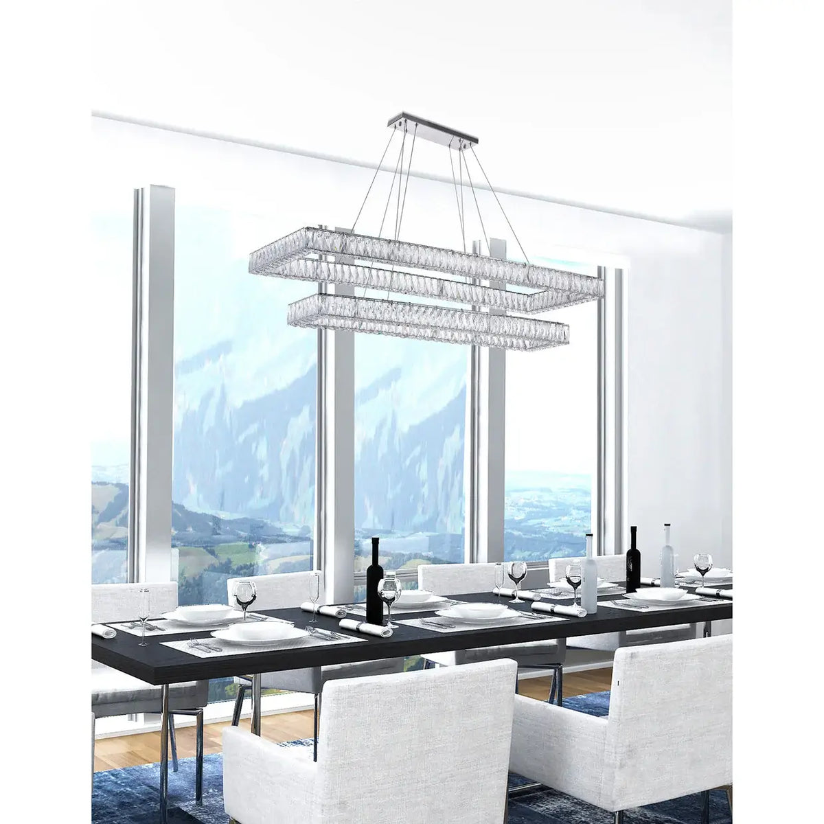 CWI LIGHTING FELICITY LED 2-TIER CHROME CHANDELIER 1084P52-601-RC-2C