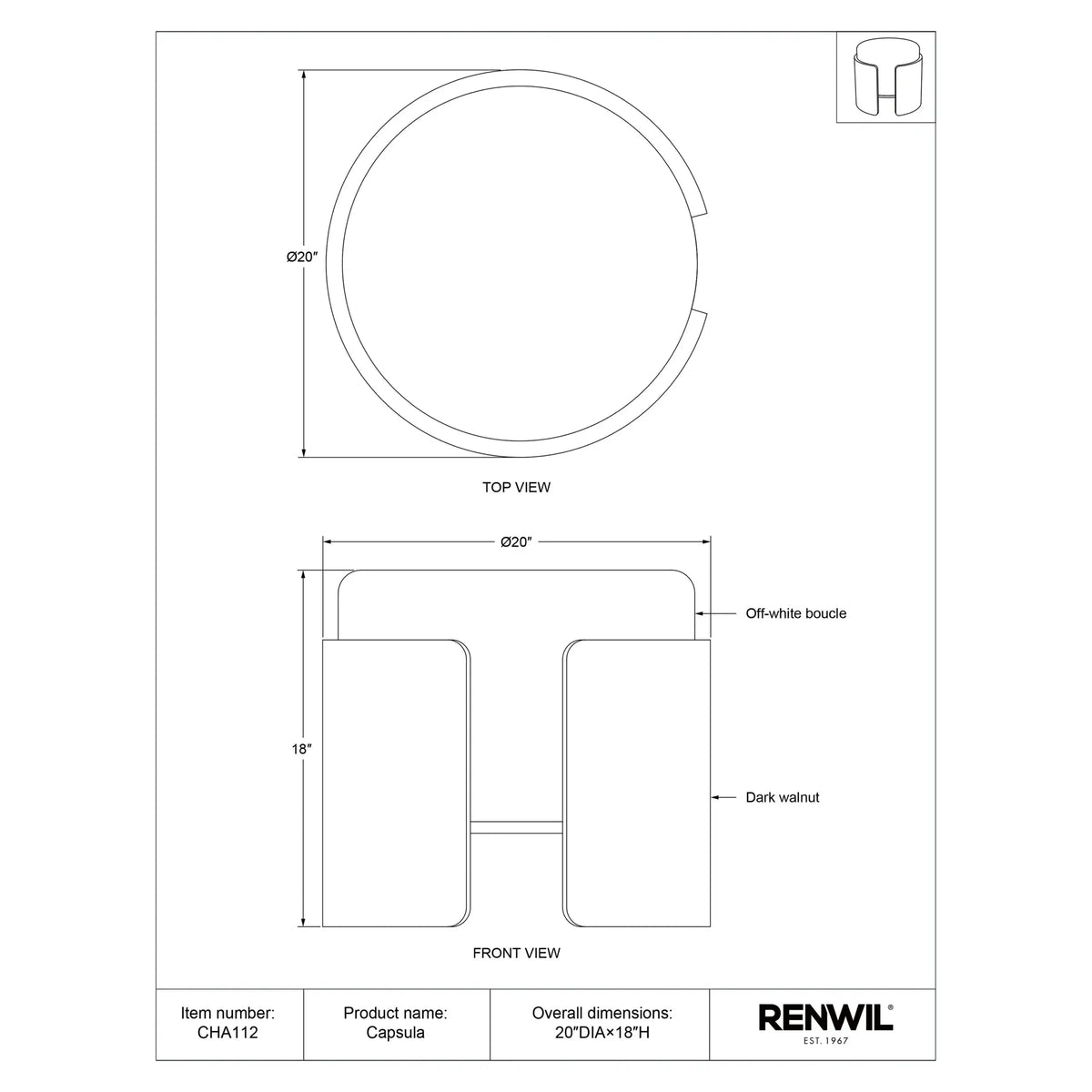 RENWIL CAPSULA OTTOMAN CHA112