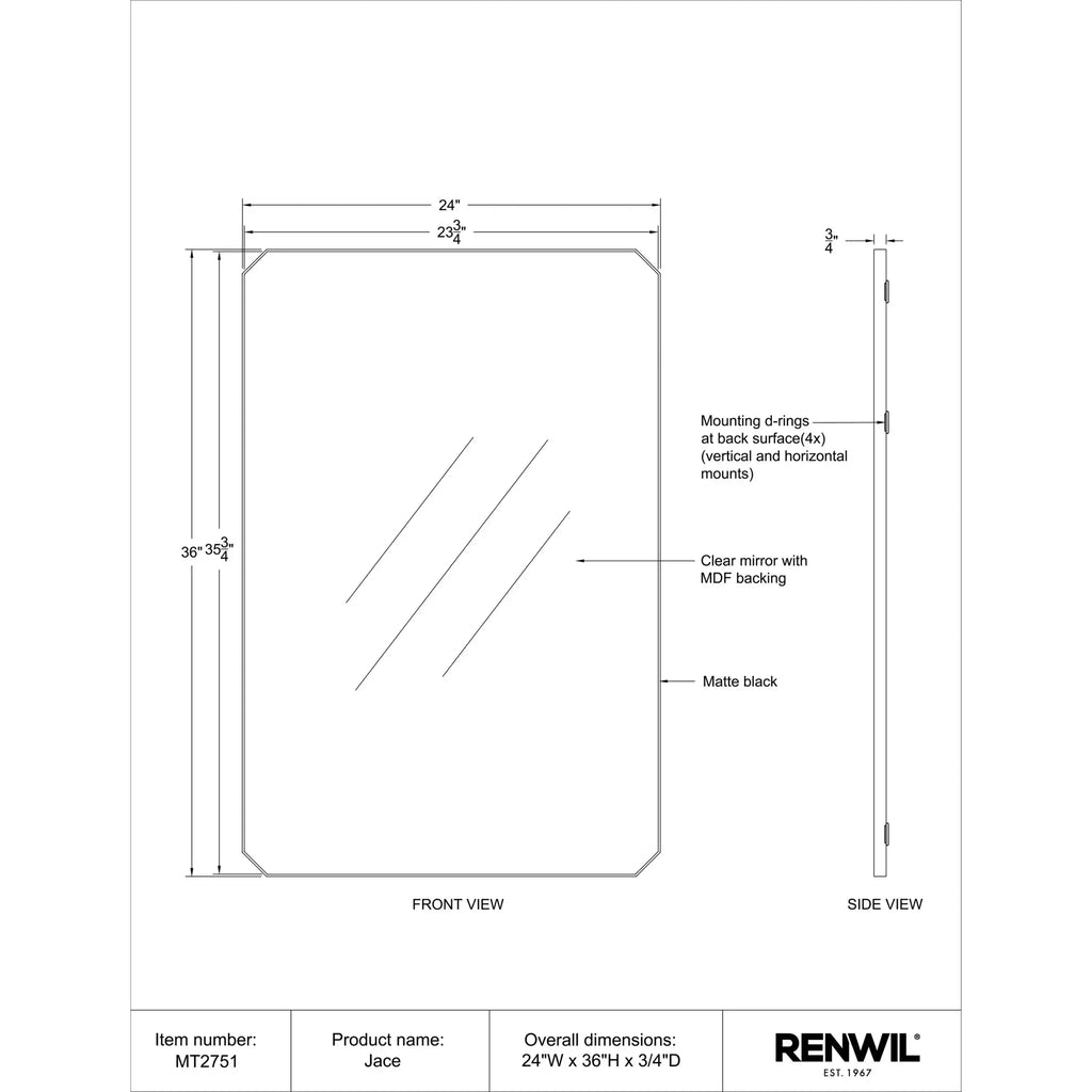 RENWIL JACE RECTANGLE MIRROR MT2751