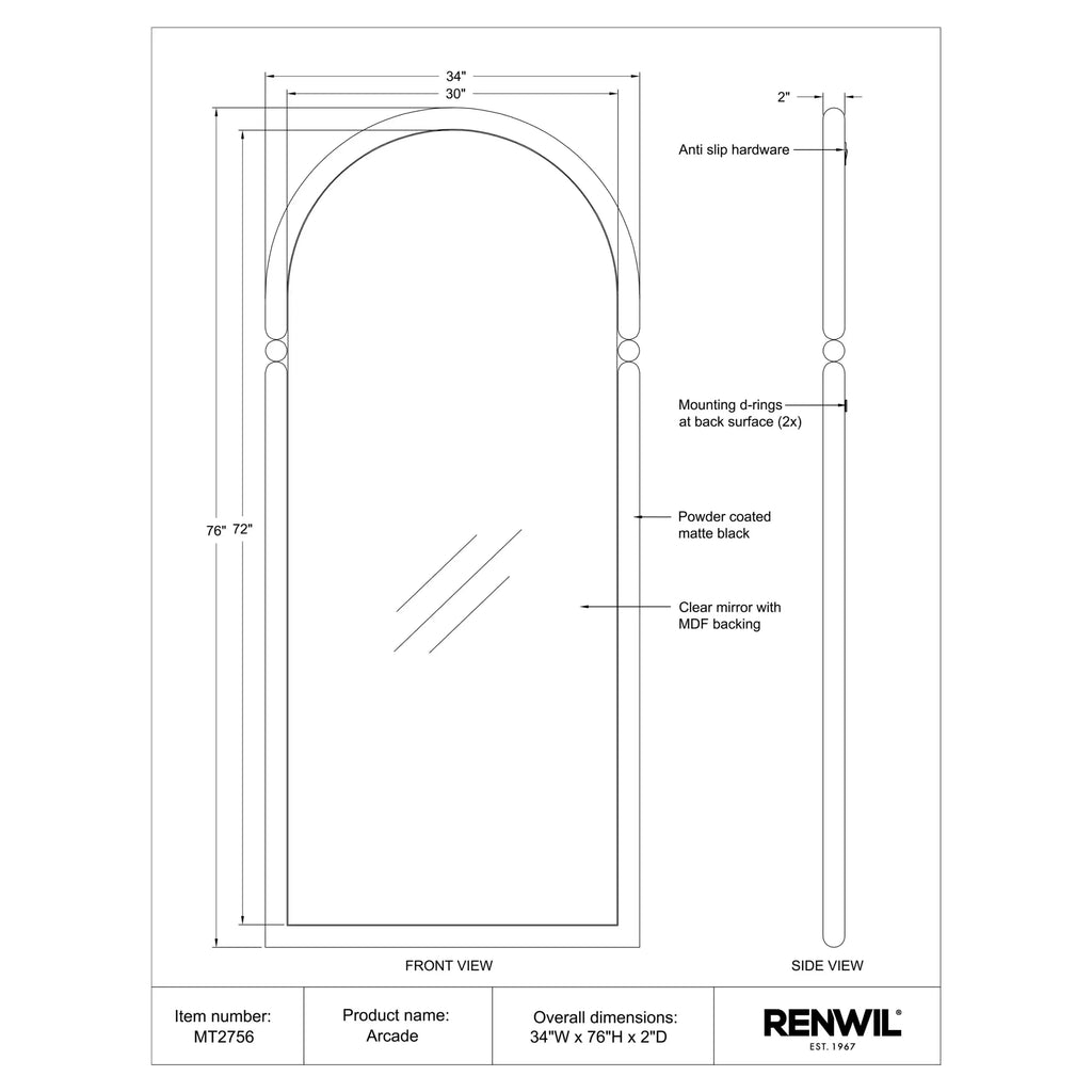 RENWIL ARCADE FLOOR MIRROR MT2756