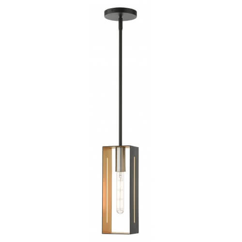 LIVEX LIGHTING Soma Pendant Textured Black with Brushed Nickel Accents 45951-14
