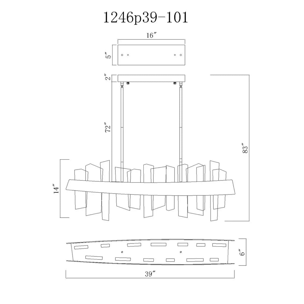 CWI LIGHTING GUADIANA LED GOLD LINEAR CHANDELIER 1246P39-602