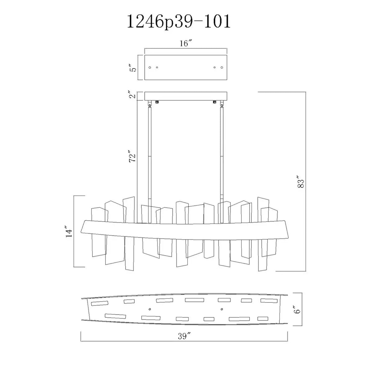 CWI LIGHTING GUADIANA LED GOLD LINEAR CHANDELIER 1246P39-602