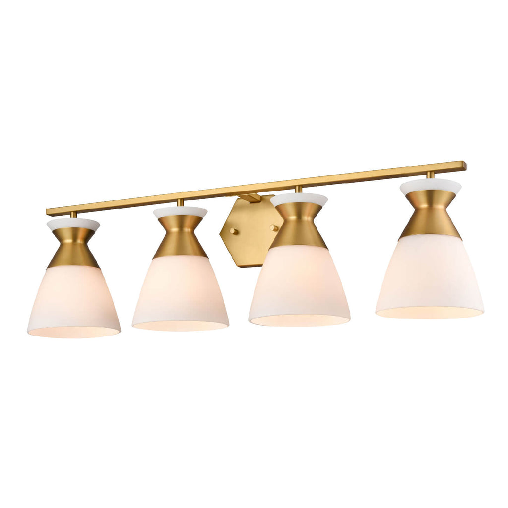 DVI LIGHTING SUNNYBROOK 4 LT VANITY BRASS OPAL DVP47444BR-OP