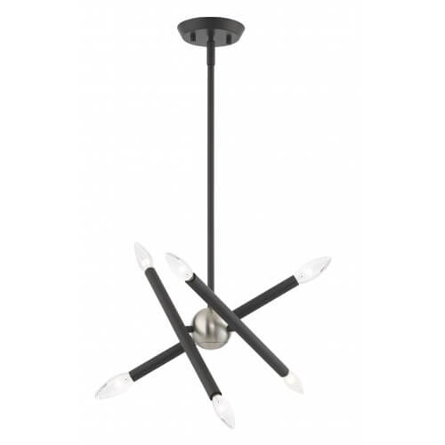 LIVEX LIGHTING Soho Petite Chandelier Scandinavian Gray with Brushed Nickel Accents 46773-76