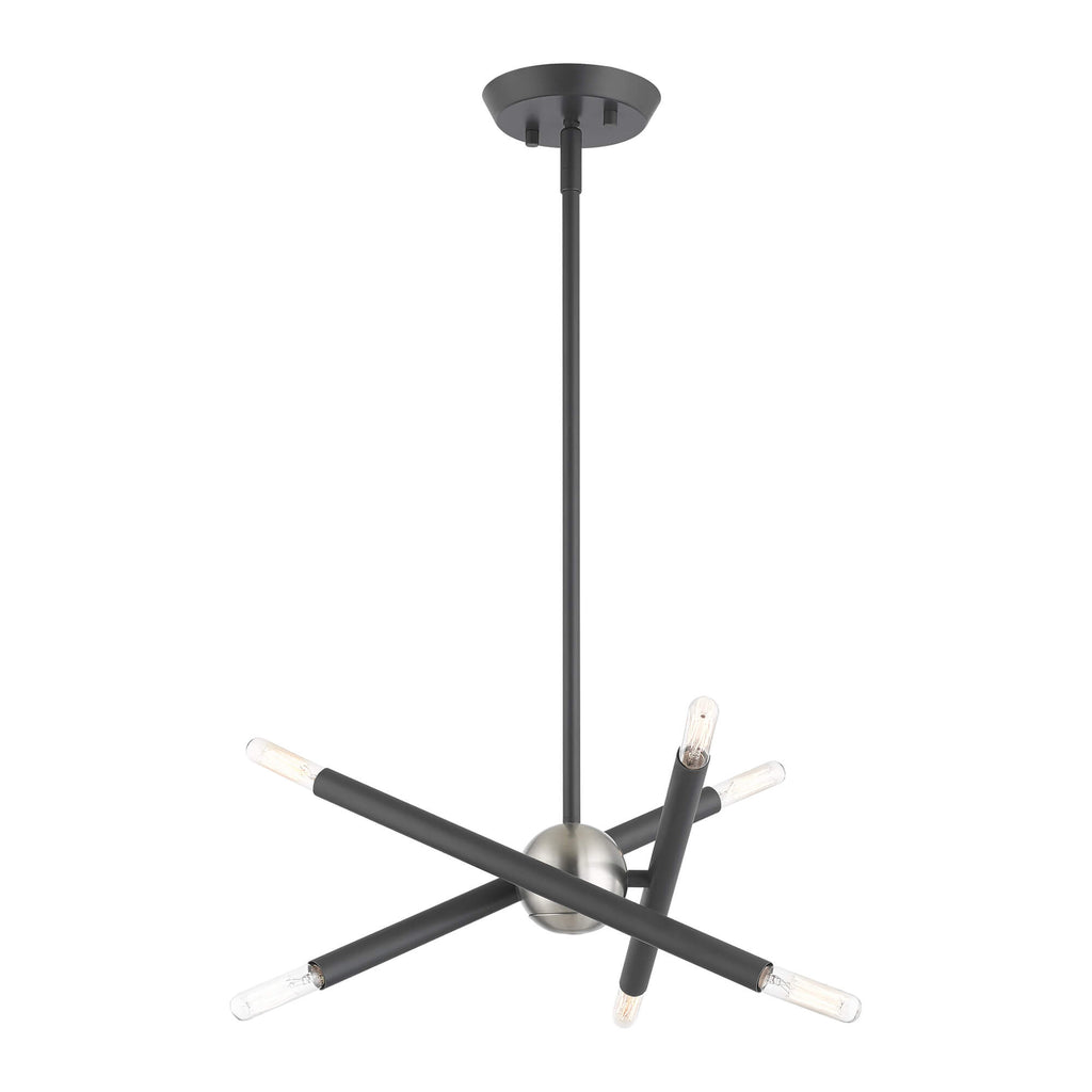 LIVEX LIGHTING Soho Petite Chandelier Scandinavian Gray with Brushed Nickel Accents 46773-76