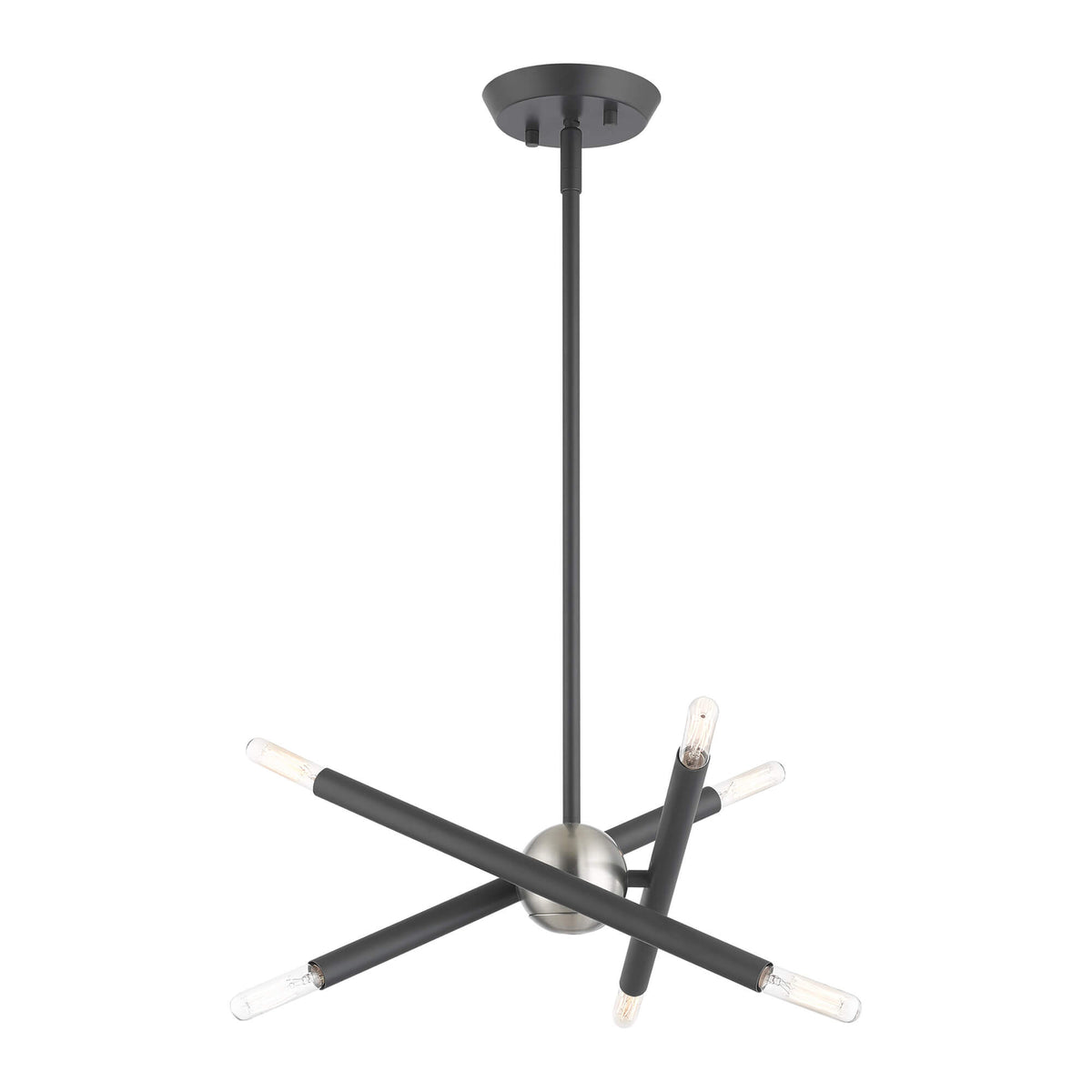 LIVEX LIGHTING Soho Petite Chandelier Scandinavian Gray with Brushed Nickel Accents 46773-76