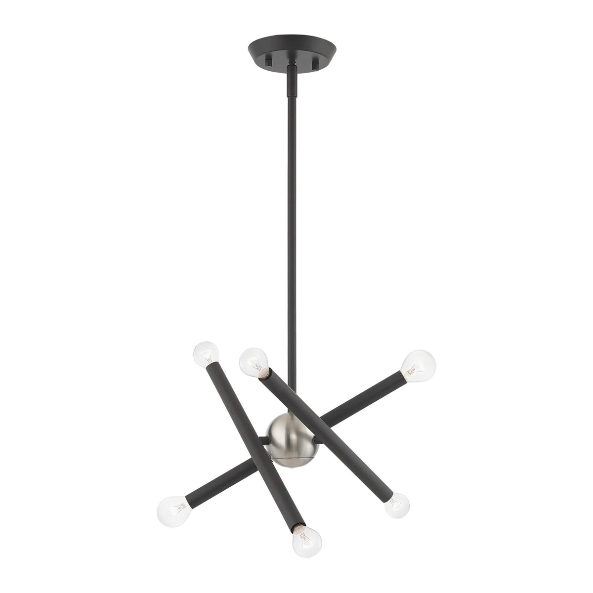 LIVEX LIGHTING Soho Petite Chandelier Scandinavian Gray with Brushed Nickel Accents 46773-76
