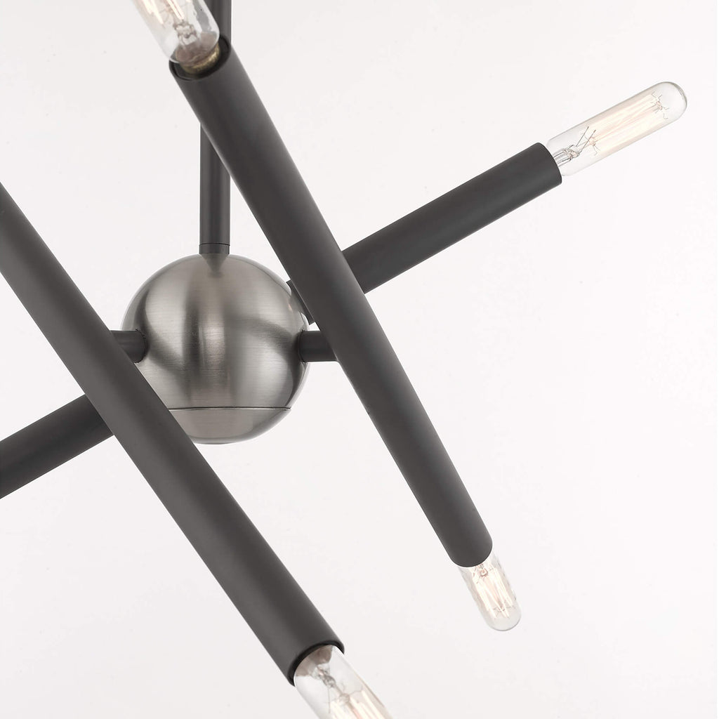 LIVEX LIGHTING Soho Petite Chandelier Scandinavian Gray with Brushed Nickel Accents 46773-76