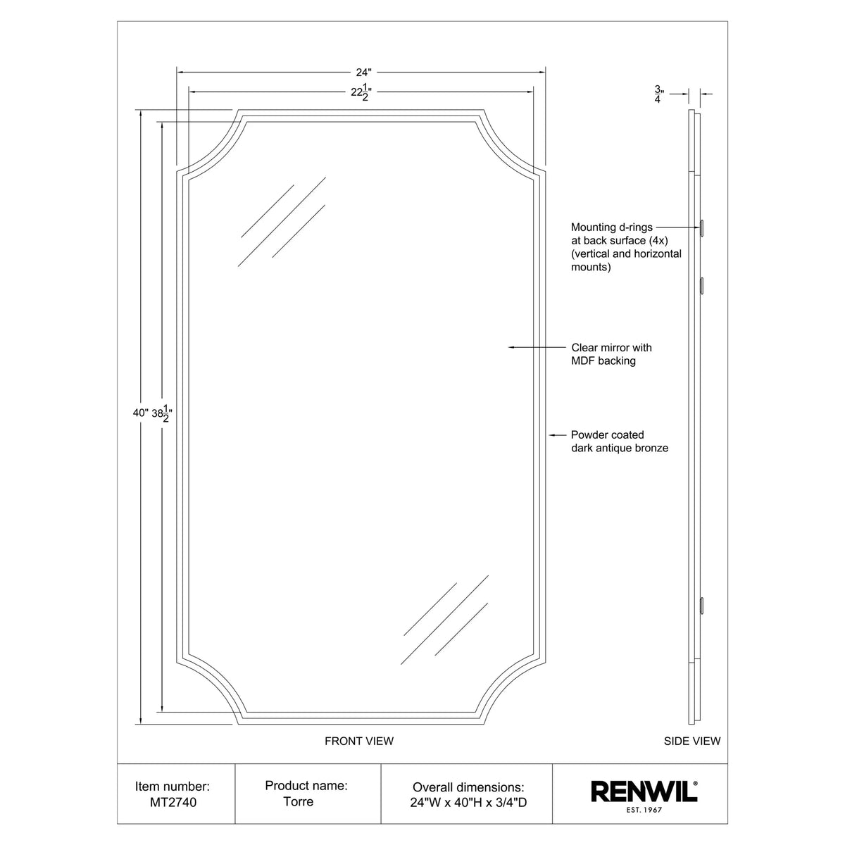RENWIL TORRE MIRROR MT2740
