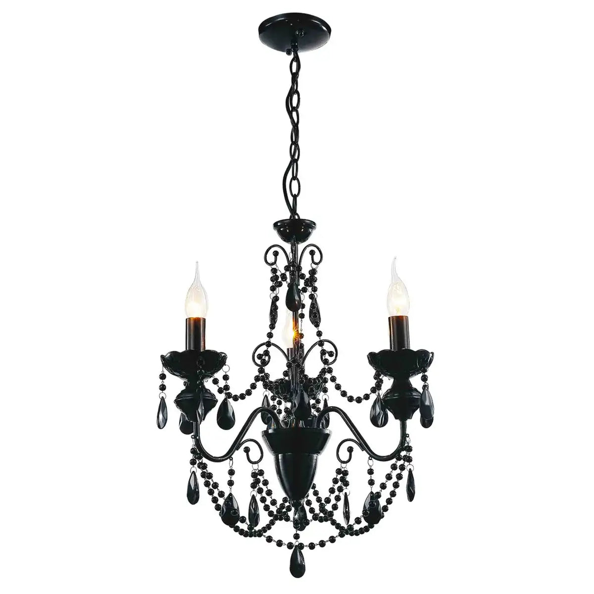 CWI LIGHTING KEEN 3 LT 16" BLACK CHANDELIER 5095P16B-3