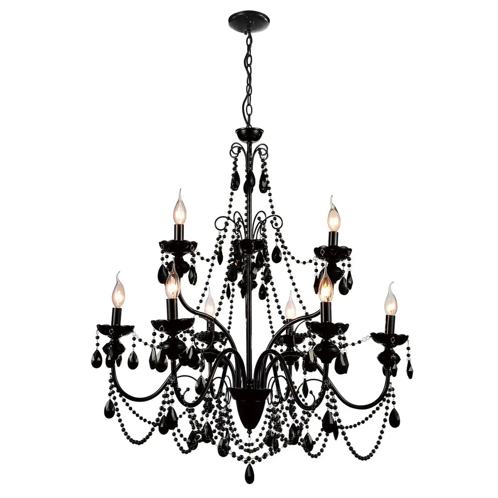 CWI LIGHTING KEEN 9 LT 32" BLACK CHANDELIER  5095P32B-9
