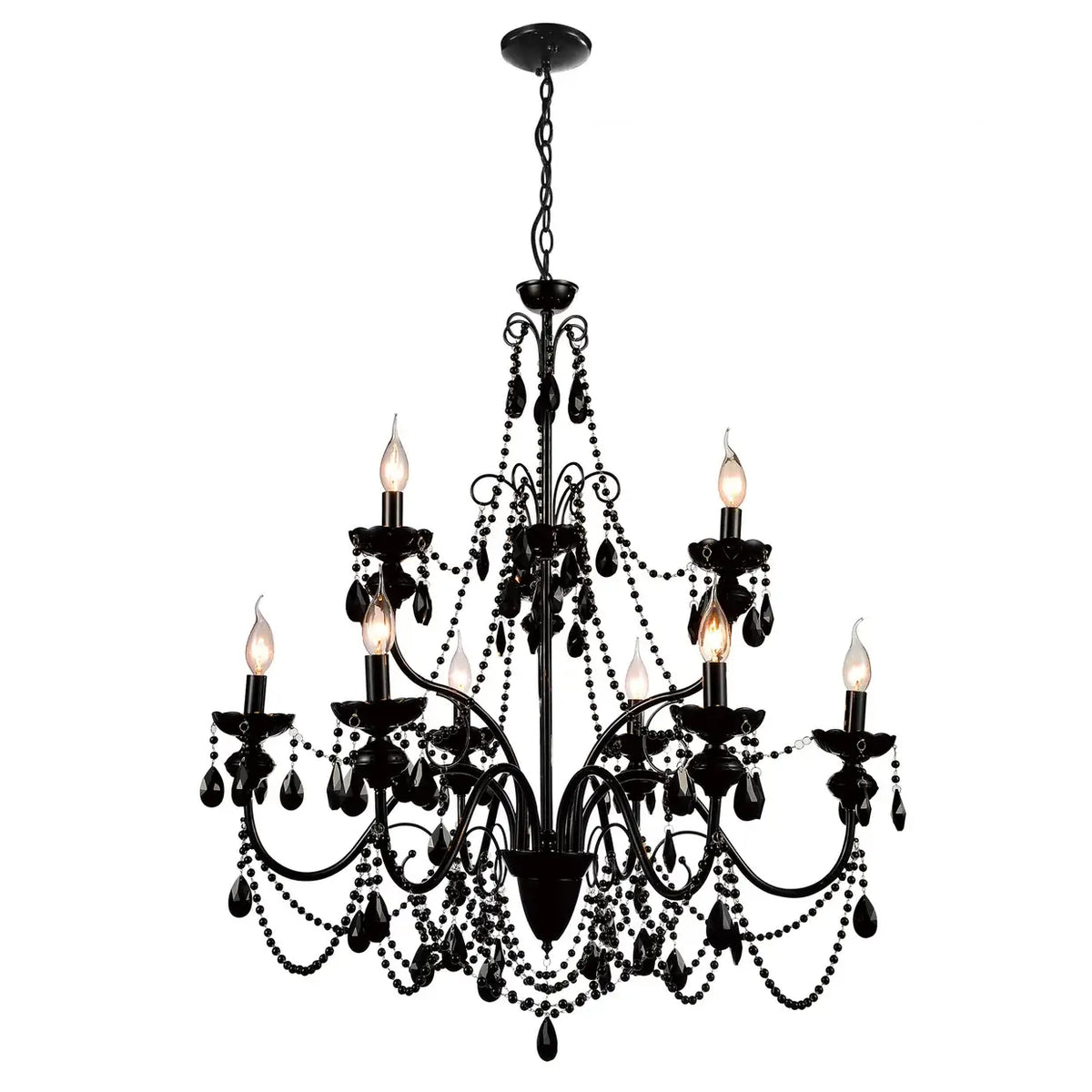 CWI LIGHTING KEEN 9 LT 32" BLACK CHANDELIER  5095P32B-9