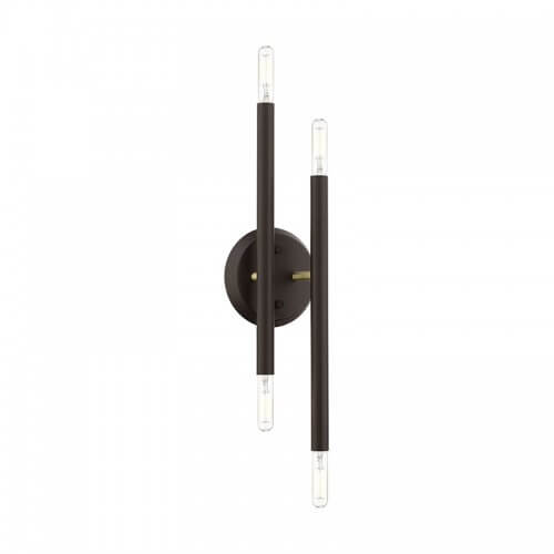 LIVEX LIGHTING Soho Sconce Bronze with Antique Brass Accents 46771-07
