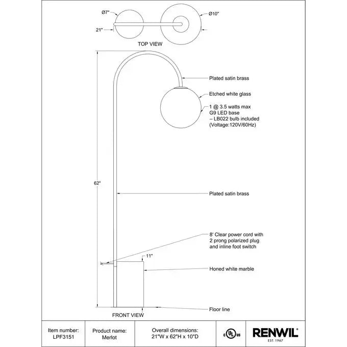 RENWI MERLOT FLOOR LAMP LPF3151