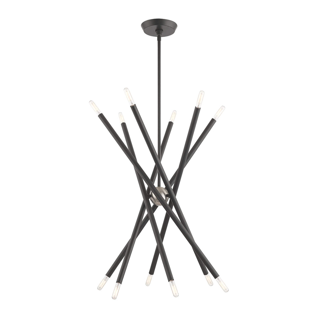 LIVEX LIGHTING Soho Chandelier Scandinavian Gray with Brushed Nickel Accents 46776-76