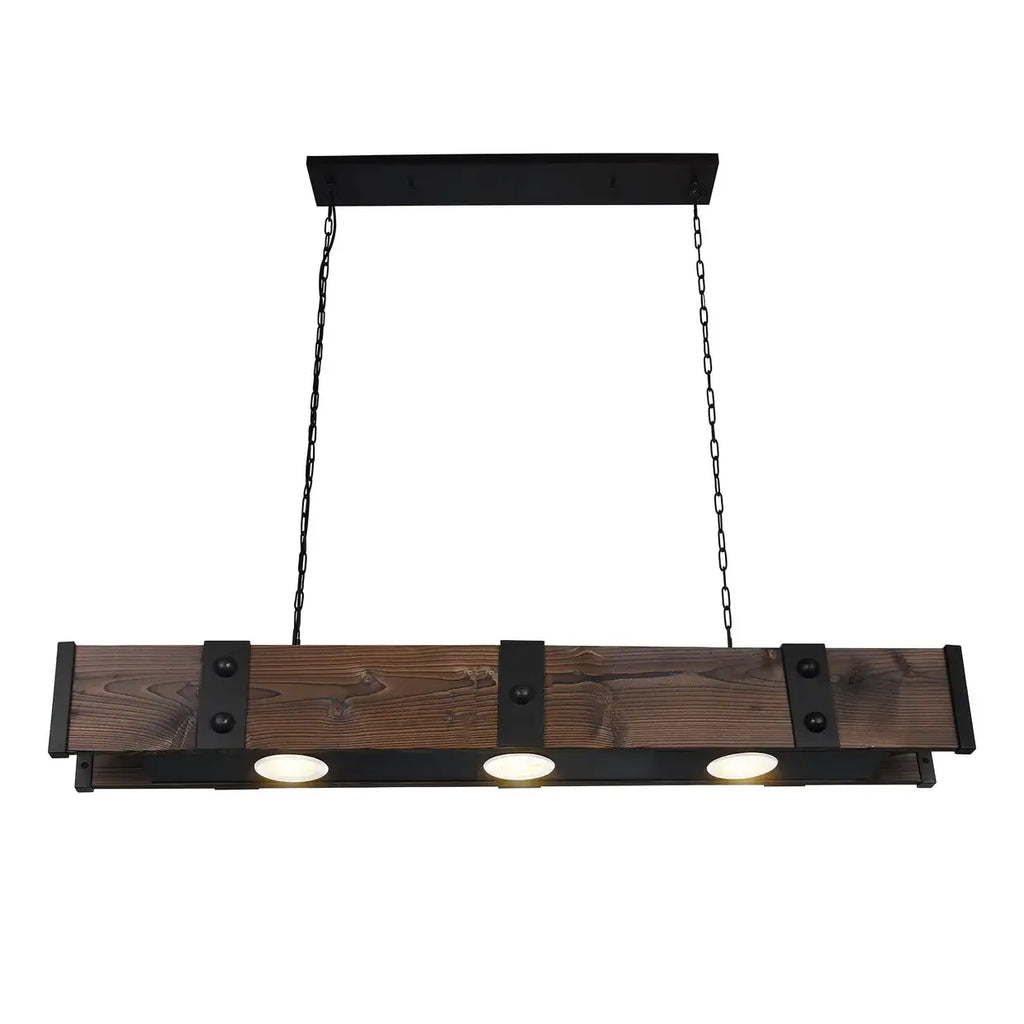 CWI LIGHTING PAGO 3 LT 42" WOOD LINEAR CHANDELIER  9748P42-3-101