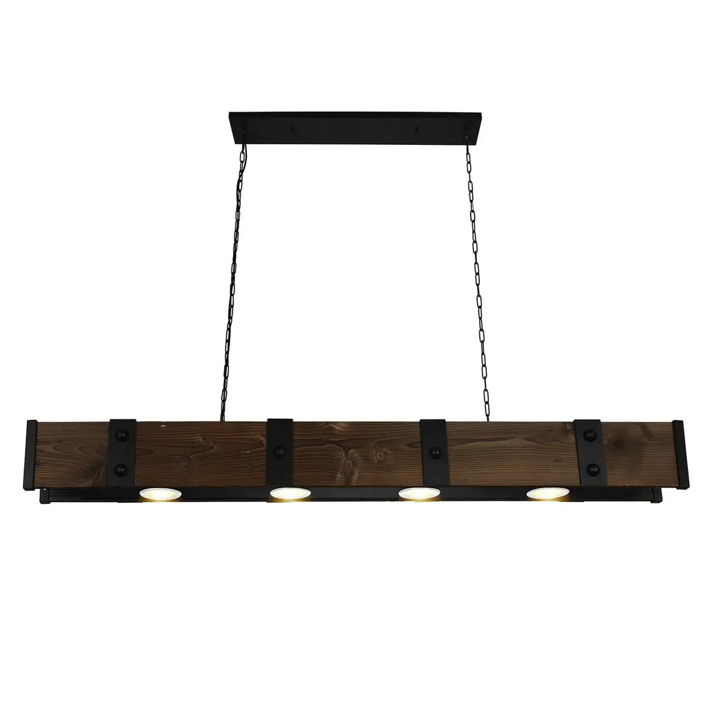 CWI LIGHTING PAGO 4 LT 59" WOOD LINEAR CHANDELIER 9748P59-4-101