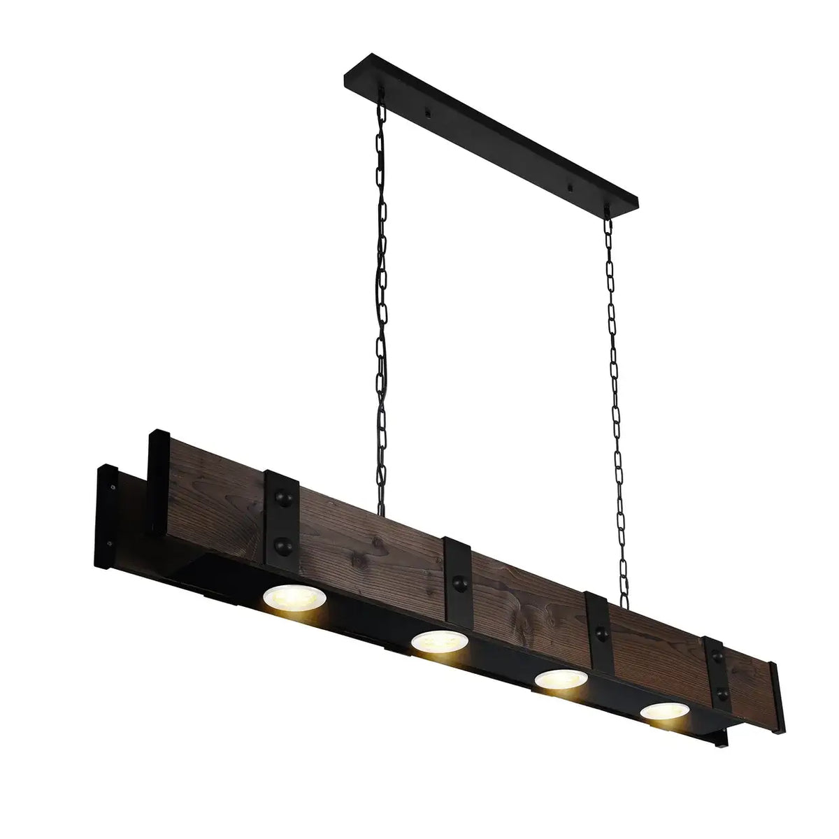 CWI LIGHTING PAGO 4 LT 59" WOOD LINEAR CHANDELIER 9748P59-4-101