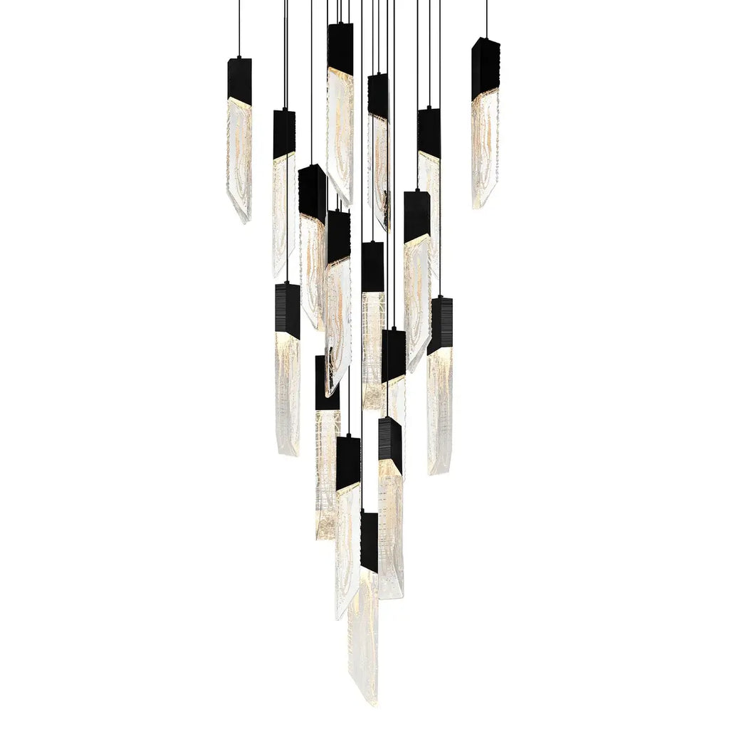 CWI LIGHTING PETRA LED 24" BLACK CHANDELIER 1723P24-17-101
