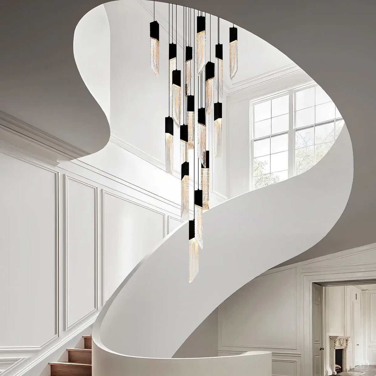 CWI LIGHTING PETRA LED 24" BLACK CHANDELIER 1723P24-17-101