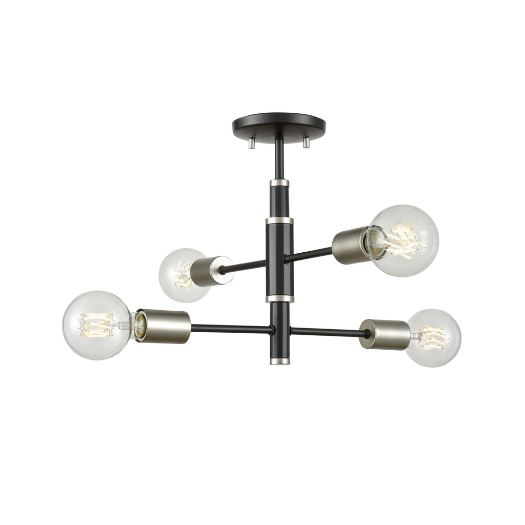 DVI LIGHTING LAKE LOFT 4 LT SEMI-FLUSH MOUNT PLATINUM DVP41112PL+GR