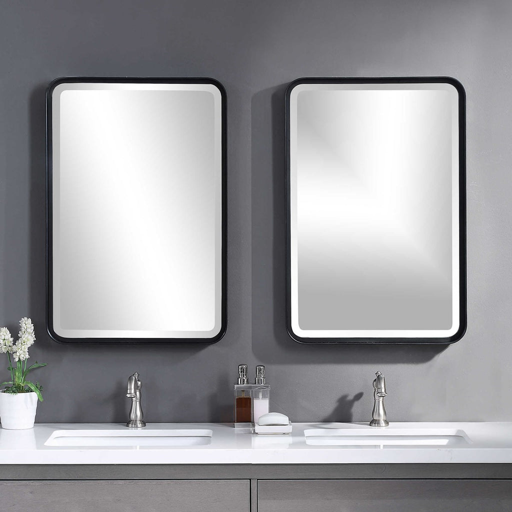 UTTERMOST  09573  CROFTEN BLACK VANITY MIRROR