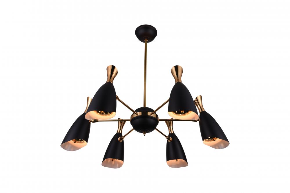 CWI LIGHTING  1016P43-6-129  Rolin 12 Light Down Chandelier with Matte Black & Satin Gold finish