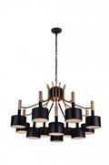 CWI LIGHTING  1017P32-12-129-A  Corna 12 Light Down Chandelier with Matte Black & Satin Gold finish