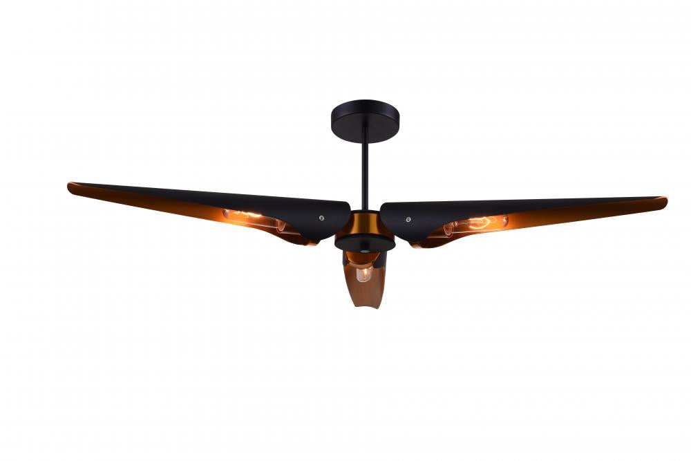 CWI LIGHTING  1019P39-3-143  Amar 3 Light Chandelier with Matte Black finish