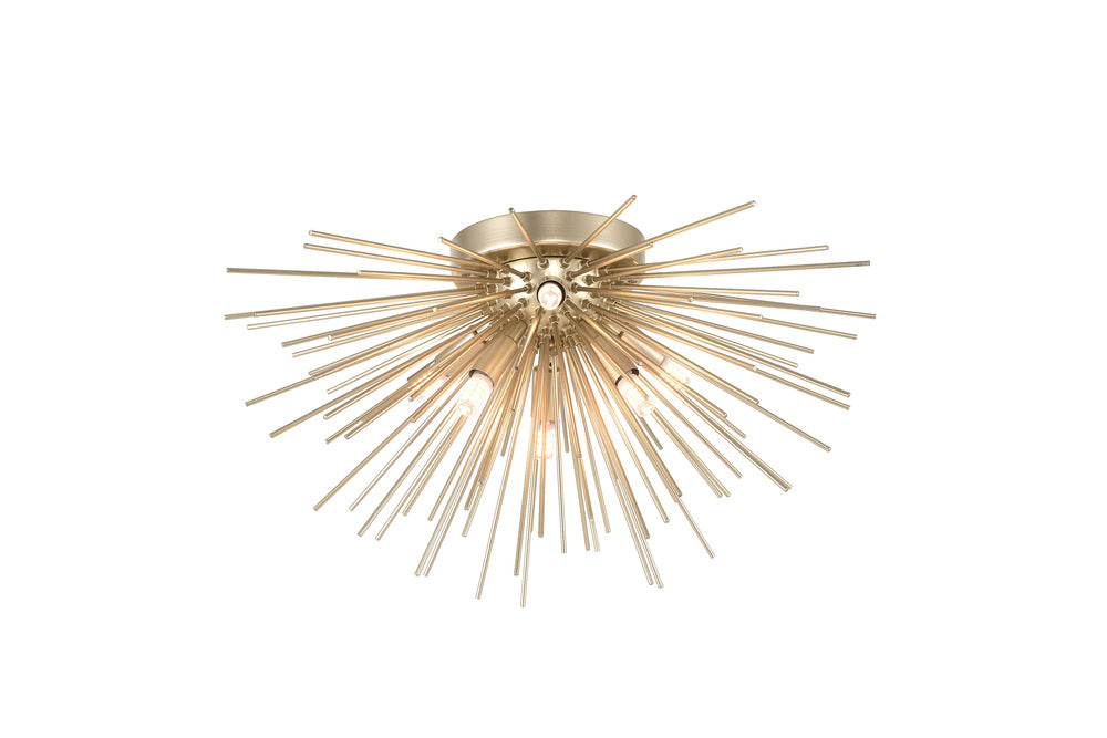 CWI LIGHTING  1034C20-6-620  Savannah 6 Light Flush Mount with Gold Leaf Finish