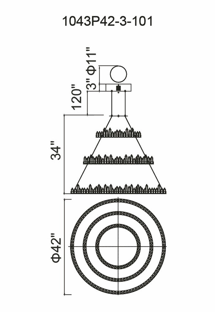 CWI LIGHTING    1043P42-3-101  Juliette LED Chandelier with Black Finish