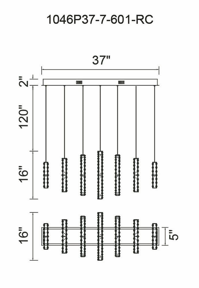 CWI LIGHTING  1046P37-7-601-RC  Celina LED Chandelier with Chrome Finish