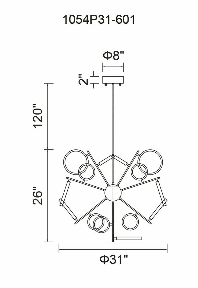 CWI LIGHTING  1054P31-601  Colette LED Chandelier with Chrome Finish