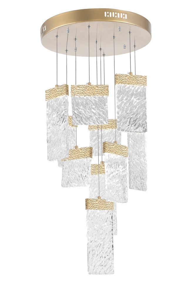 CWI LIGHTING   1090P20-10-620  Carolina LED Chandelier with Gold Leaf Finish