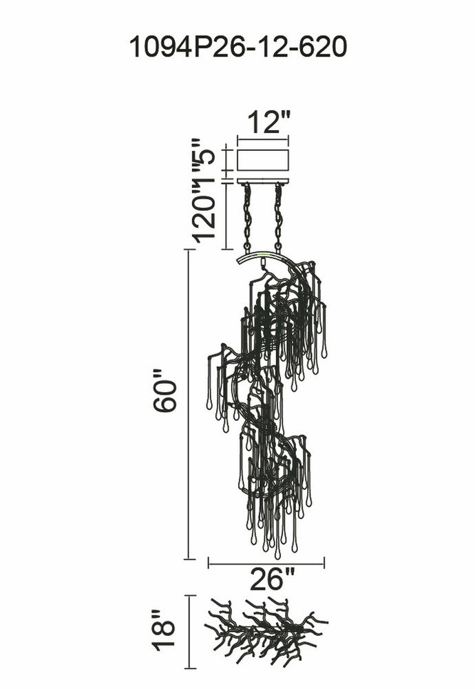 CWI LIGHTING   1094P26-12-620  Anita 12 Light Chandelier with Gold Leaf Finish