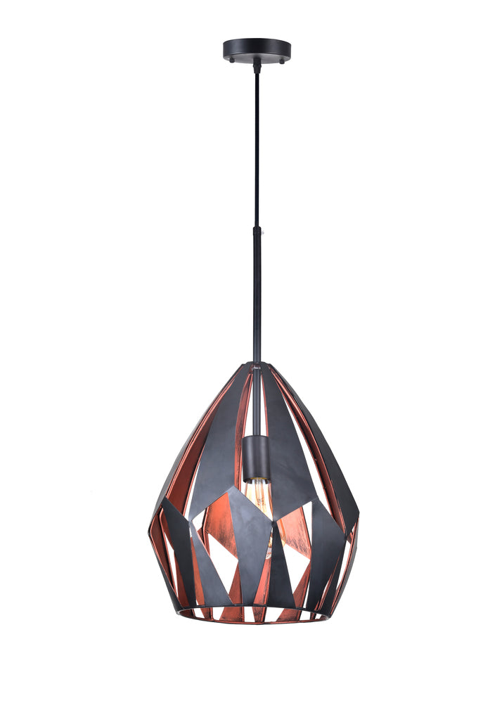 CWI LIGHTING  1114P20-1-271 Oxide 1 Light Down Pendant with Black+Copper Finish