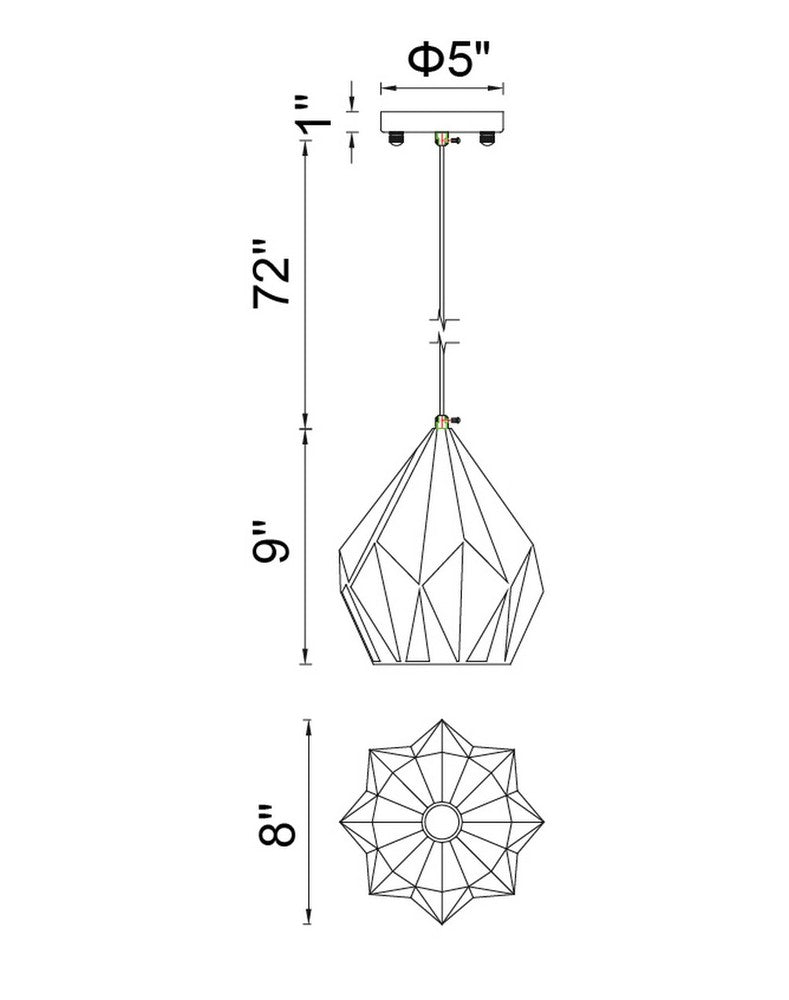 CWI LIGHTING  1114P8-1-271  Oxide 1 Light Down Pendant with Black+Copper Finish