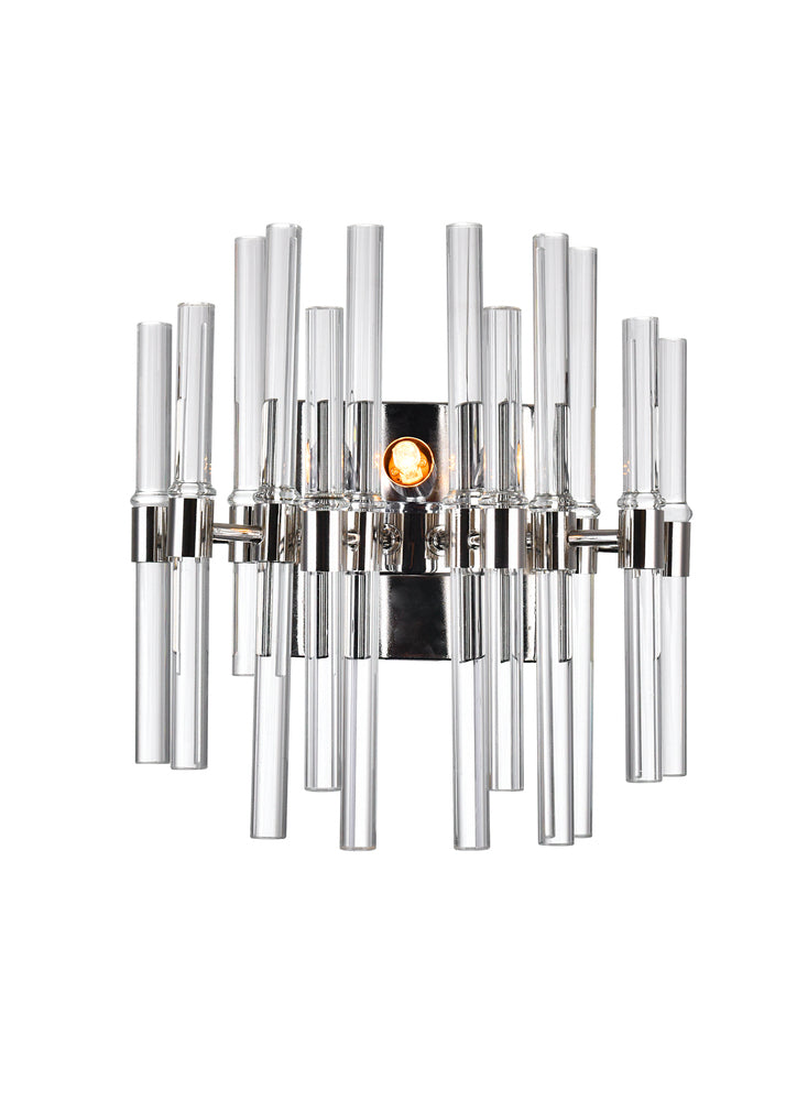 CWI LIGHTING  1137W10-1-613  Miroir 2 Light Wall Light with Polished Nickel Finish