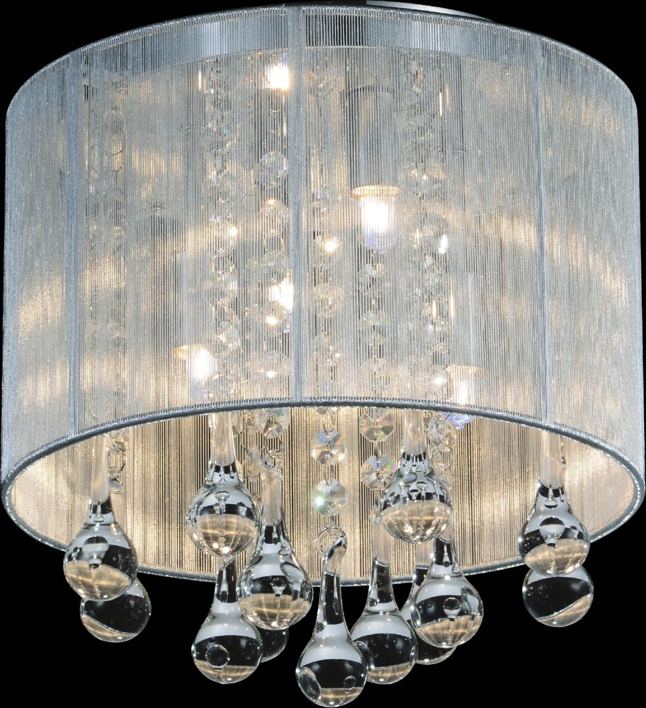 CWI LIGHTING  5006C10C-R (S)  4 Light Drum Shade Flush Mount with Chrome finish Silver