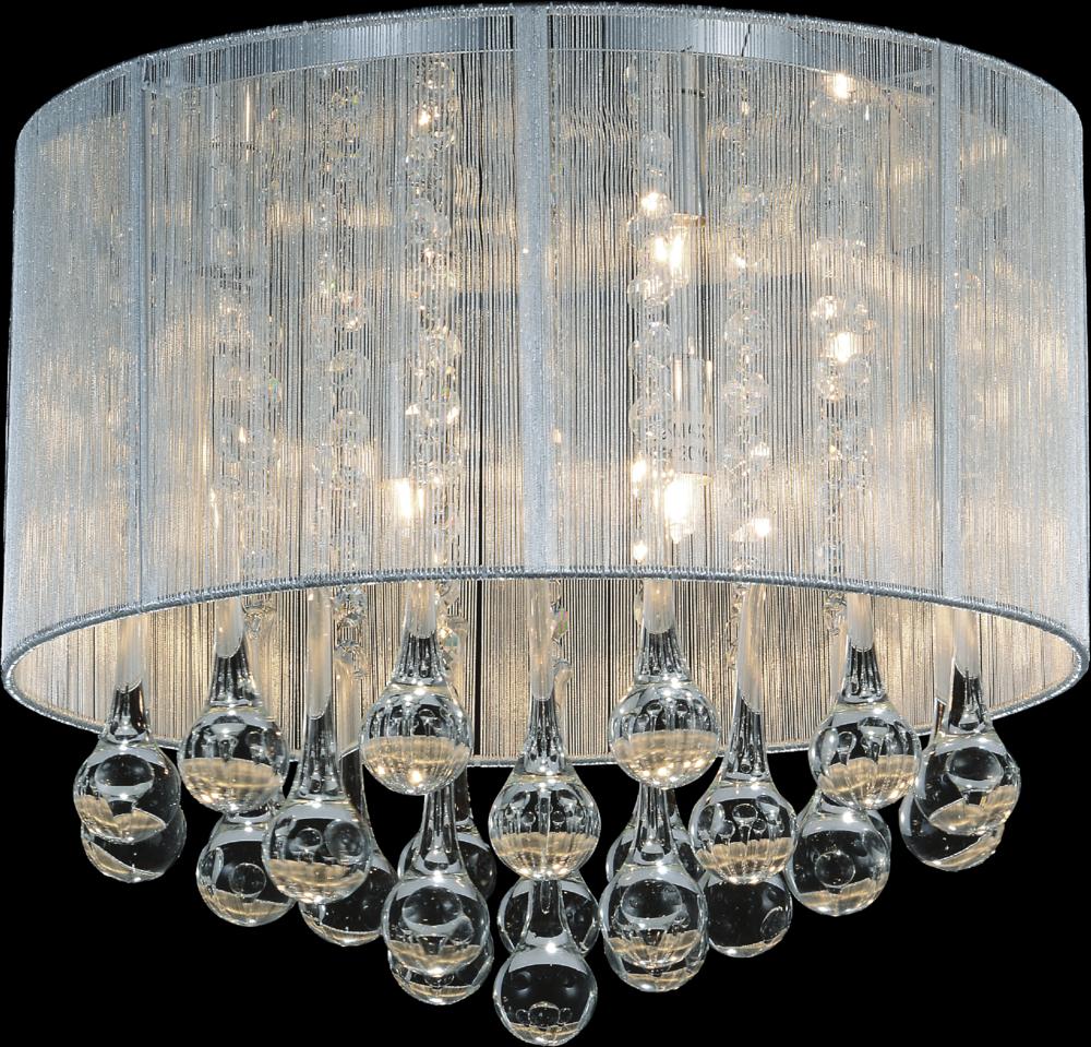 CWI LIGHTING  5006C14C-R (S)  6 Light Drum Shade Flush Mount with Chrome finish  Silver