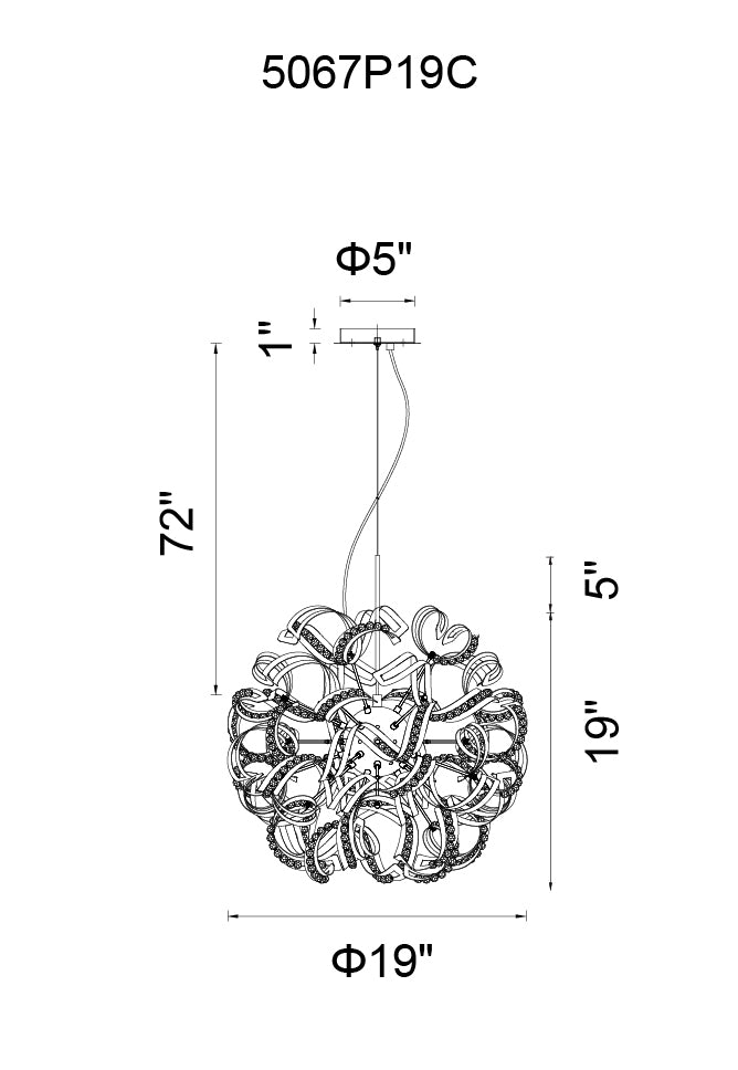 CWI LIGHTING  5067P19C  Swivel 12 Light Chandelier with Chrome finish