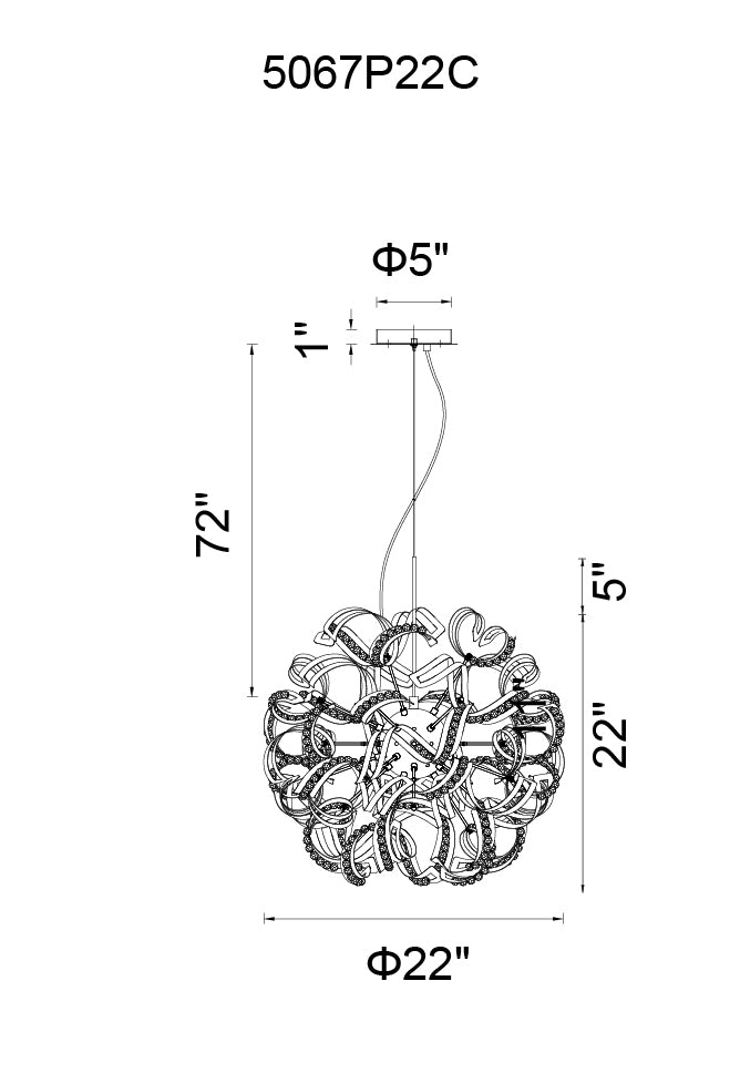 CWI LIGHTING  5067P22C  Swivel 14 Light Chandelier with Chrome finish