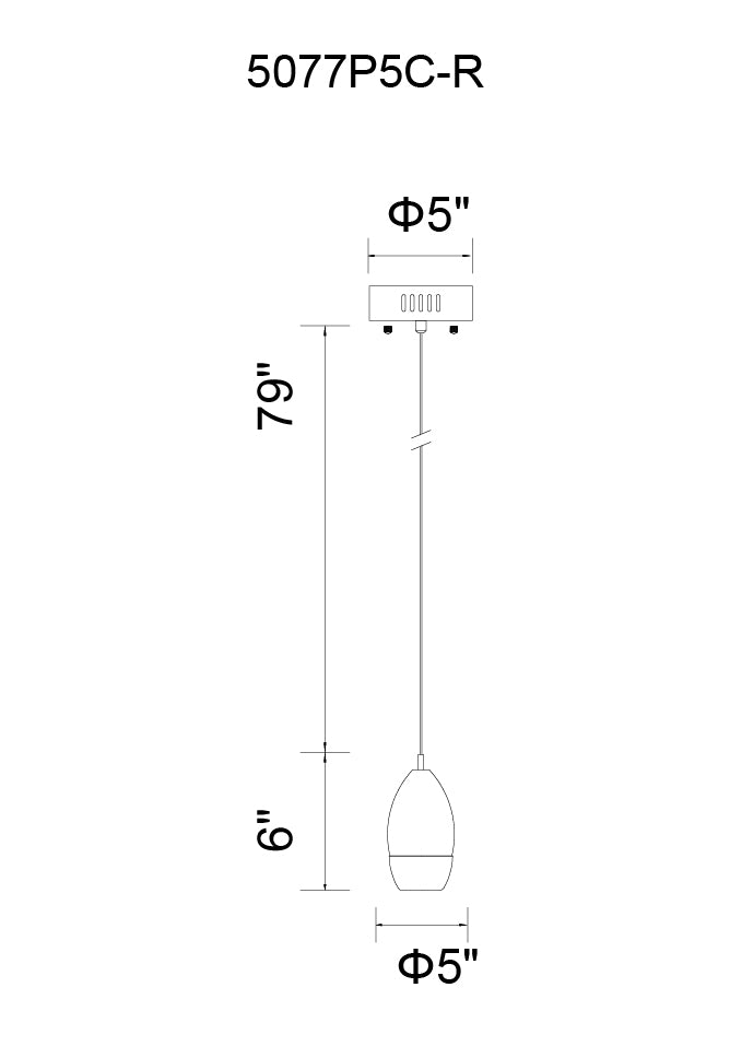 CWI LIGHTING  5077P5C-R  Perrier  1 Light Down Mini Pendant