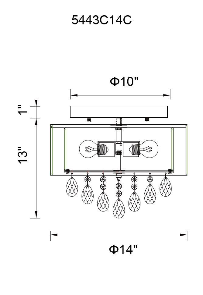 CWI LIGHTING  5443C14C (Black)  Dash 3 Light Drum Shade Flush Mount with Chrome finish